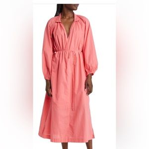 Xirena Arabella Coral Glow Long Sleeve Cotton Dress
